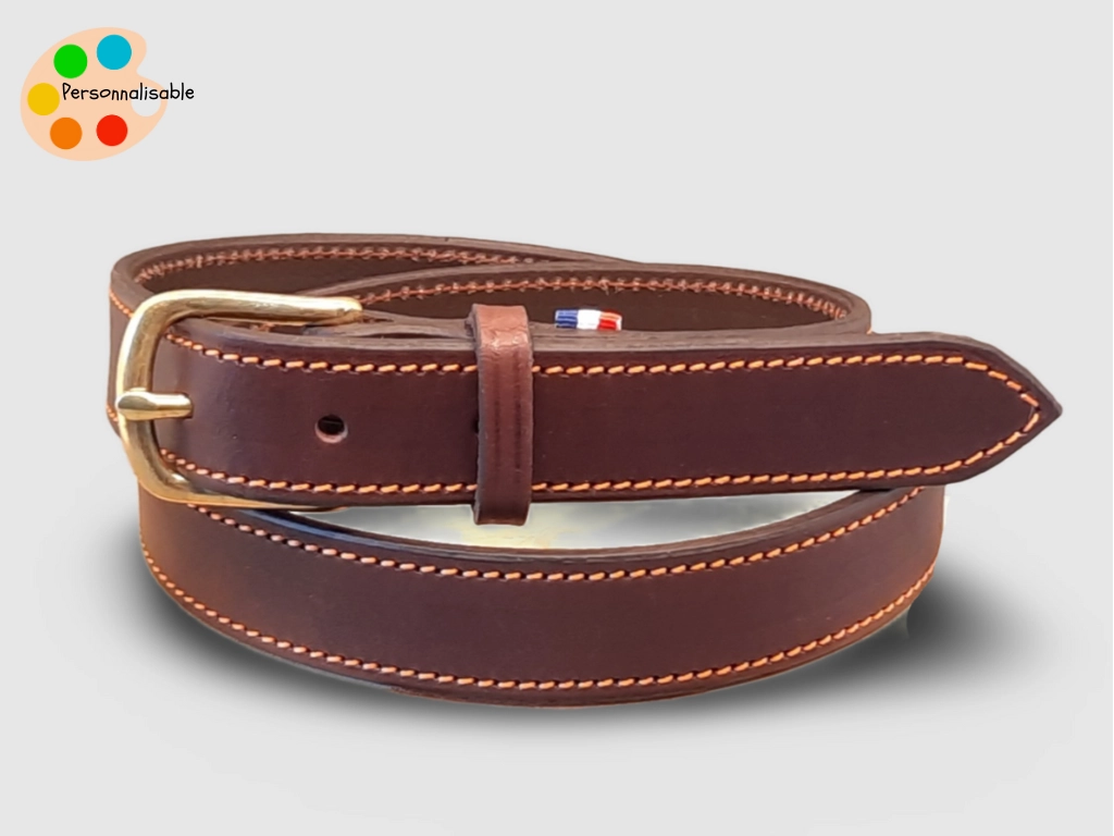Ceinture équitation Cuir Clous Doublée Peau De Mouton - Fait Main, Neuve, Inde