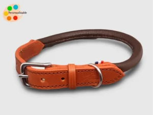 Un collier de chien en cuir rond personnalisable qui n'abîme pas les poils