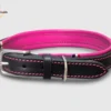 Un collier de chien en cuir rose de qualité et sur mesure