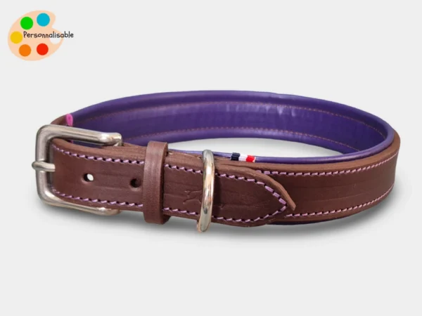 Un collier de chien en cuir violet pour chien de grande taille