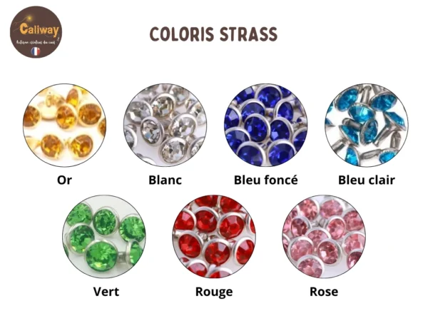 Les coloris des strass personnalisables
