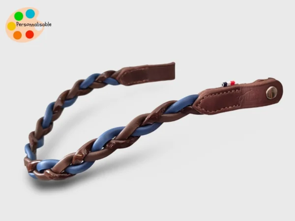 Un frontal ergonomique en cuir marron et bleu personnalisable