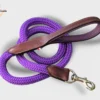 Une laisse pour chien solide en cuir et en corde violette