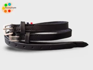 Paire de lanières d'éperons en cuir noir pour cavalier