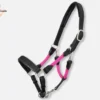 Un licol en cuir et corde rose personnalisable et sur mesure