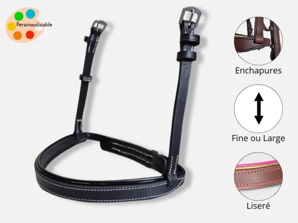 Une muserolle de bridon en cuir en pièce détachée sur mesure