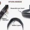 options-tetiere-muserolle-side-pull Un side pull personnalisable avec têtière à pont ou à élastique pour chevaux sensibles de la nuque