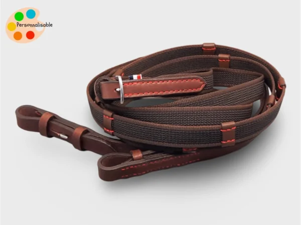 renes-cuir-personnalisable Une paire de rênes en cuir et gripp personnalisable