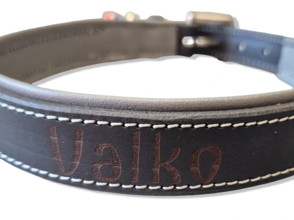 collier-chien-grave Collier de Chien Cuir - Grand Chien - Noir Gris