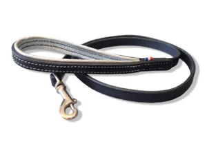 laisse-chien-fine-cuir-argente Laisse pour petit chien en cuir noir et argenté