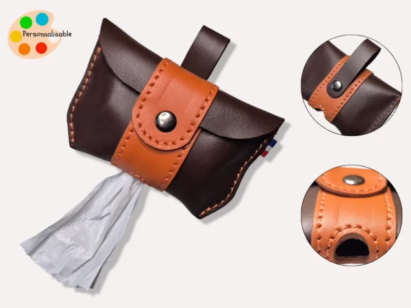 etui-sac-a-crotte-chien Une pochette en cuir pour mettre les sacs à crottes pour chien